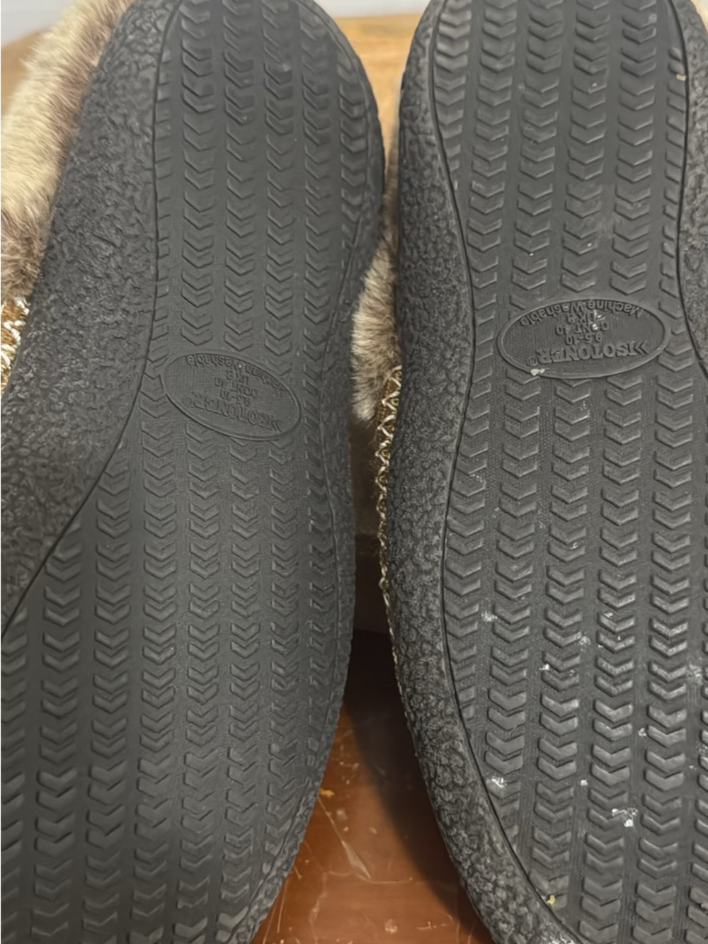 isotoner Brown Faux-Fur Trim Suede Slip-On Slippers - Picture 7 of 8